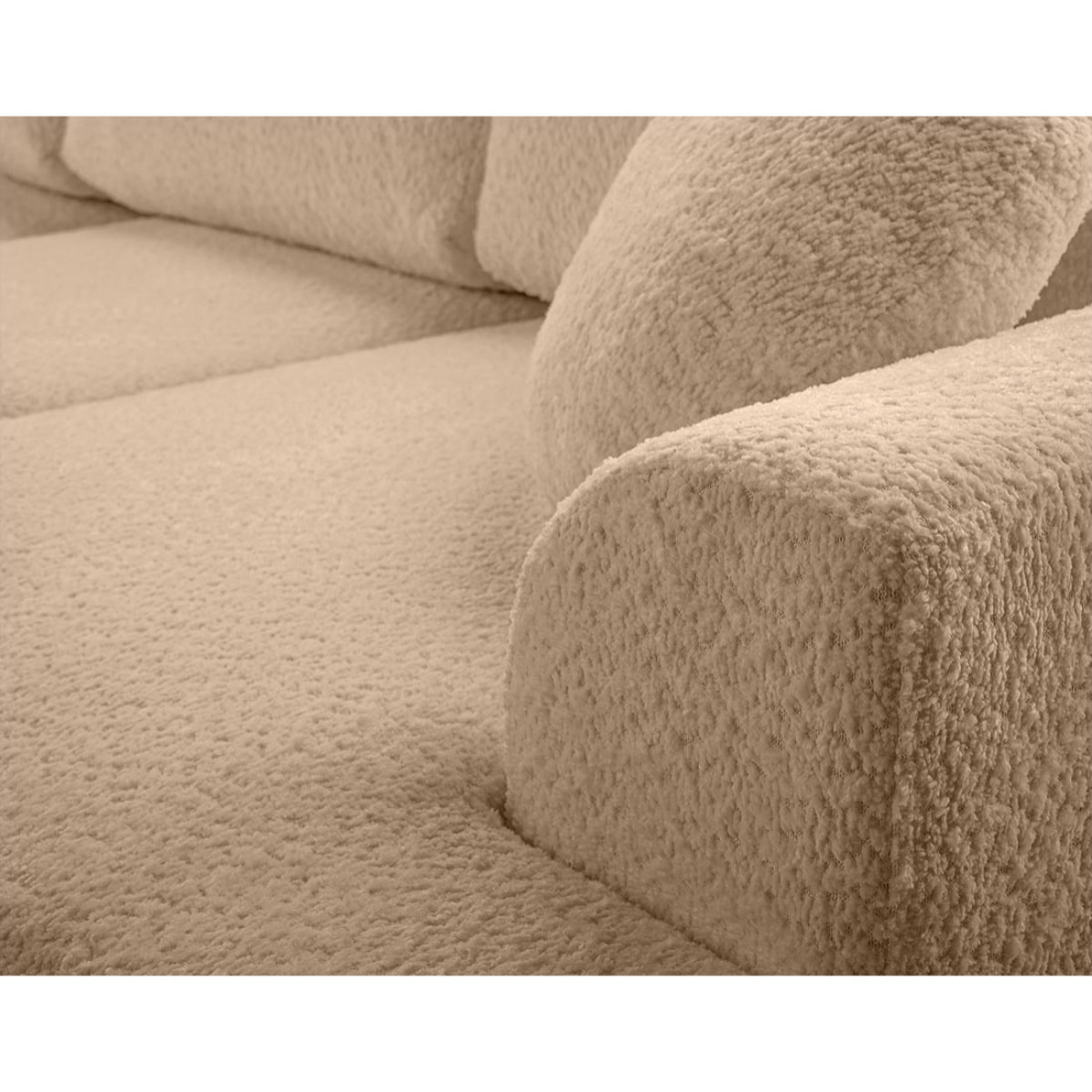 Candela - canapé d'angle gauche 4 places - convertible avec coffre - en tissu bouclette - Taupe