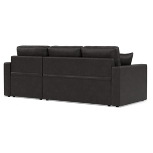 Cyrus - Canapé d'angle réversible 4 places - convertible avec coffre - en simili - Noir
