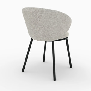Chaise en tissu beige et pieds en métal noir - Angèle