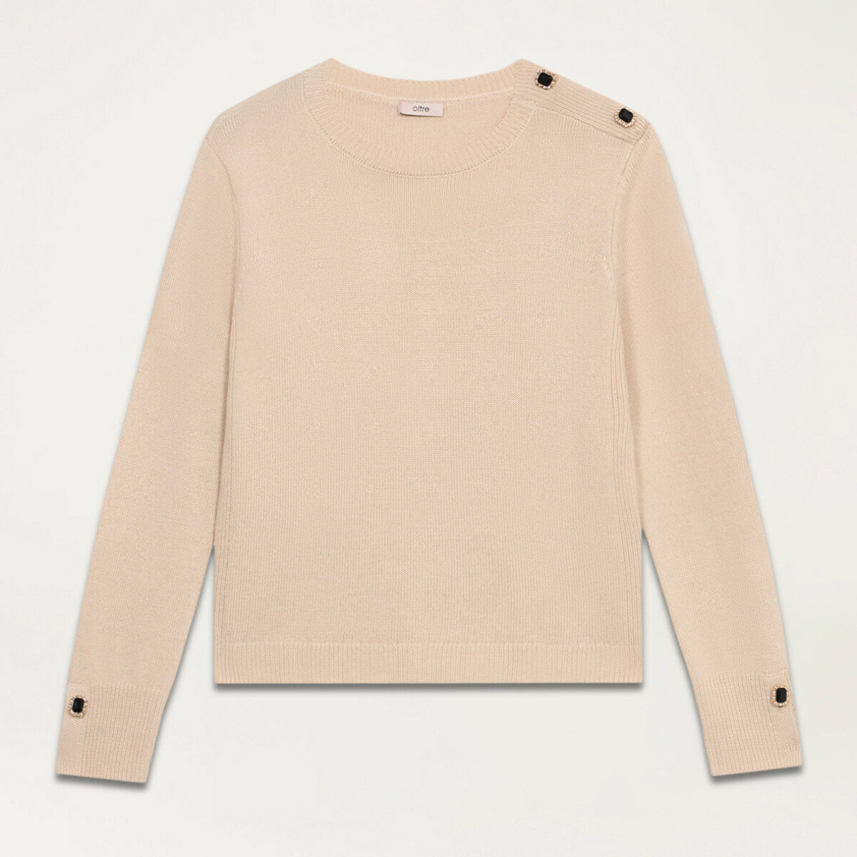 Oltre - Maglia misto cashmere con bottoni gioiello - Beige