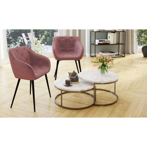 Fauteuils Julia en velours et pieds métal - lot de 2