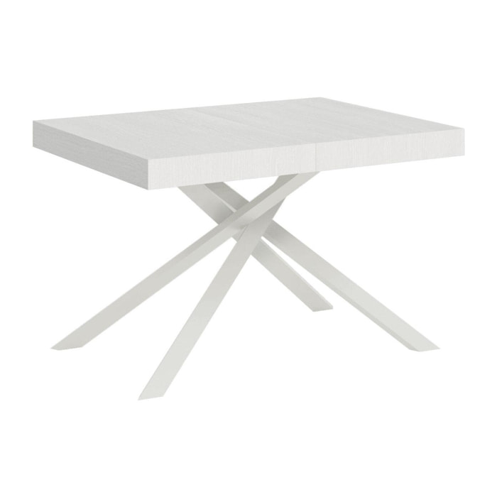 Table extensible 120X80/204cm Karida Frêne Blanc cadre Anthracite