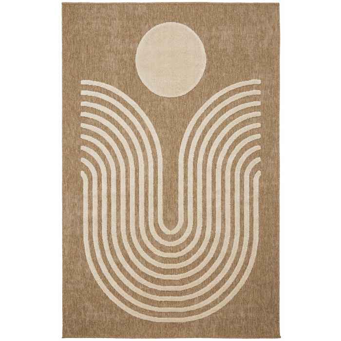 PALMA - Tapis aspect jute à motif géométrique en relief - Blanc