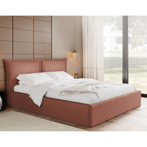John - lit coffre - 140x200 cm - en velours - sommier inclus - Terracotta