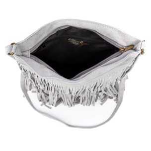 Avise bolso bandolera con flecos mujer. Piel auténtica Gamuza.