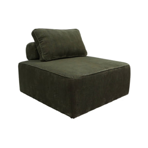 Lot de 2 chauffeuses pour canapé modulable velours côtelé vert foncé avec un coussin