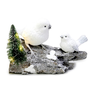 DAM Figura scena 2 uccelli 4led 20x11x15cm 20x11x15.5cm. Colore bianco