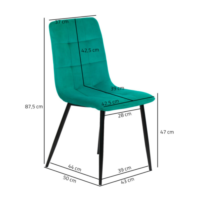 Chaise en velours avec piétement métal noir - PAOLA