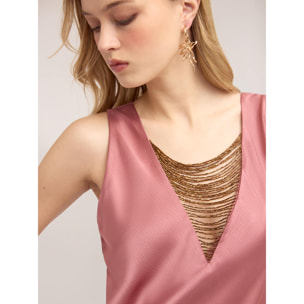 Motivi - Vestito lungo in raso con dettaglio di catenine - Rosa