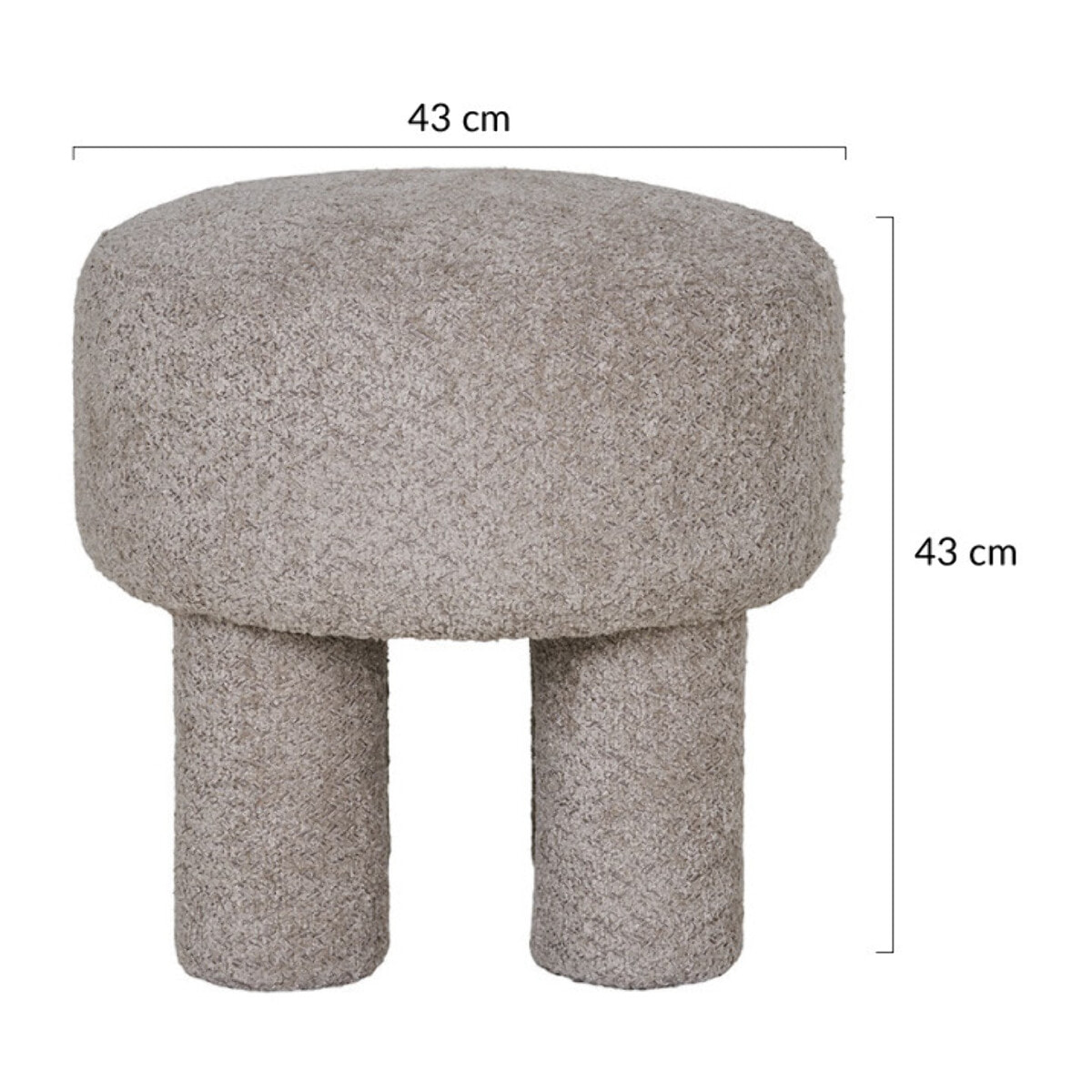Minna - pouf - en tissu bouclette - Gris clair