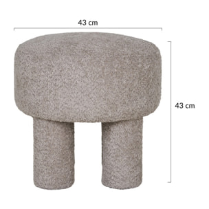 Minna - pouf - en tissu bouclette - Gris clair