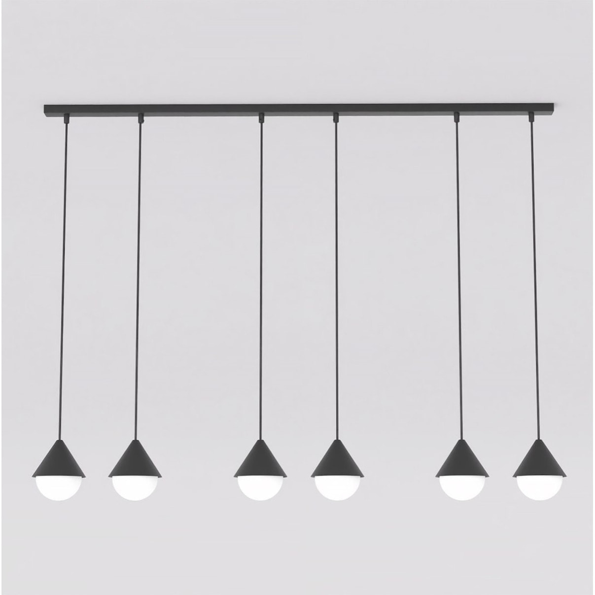 Lampada a sospensione Giro in acciaio nero e vetro