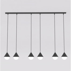 Lampada a sospensione Giro in acciaio nero e vetro