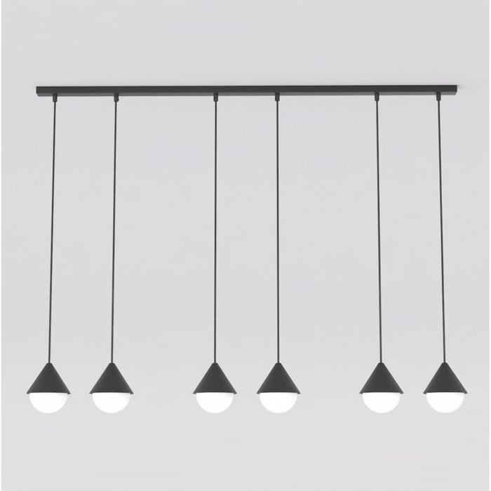 Lampada a sospensione Giro in acciaio nero e vetro