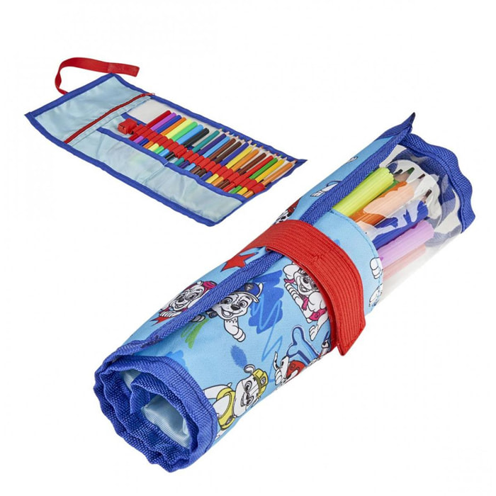 Paw Patrol Astuccio Rotolo con Pennarelli e Pastelli unisex Paw Multicolor