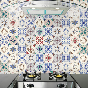 Stickers muraux - Sticker Mural Carrelage adhésif Cuisine Salle de Bain - 9 STICKERS CARREAUX DE CIMENT AZULEJOS OMBRIA