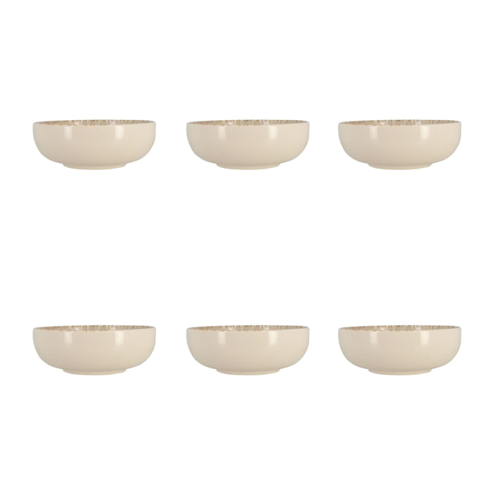 Lot de 6 coupelles 600ml en grès marron et beige AMBRE