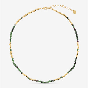 Collana Girocollo con Pietre Naturali Verdi e Bead Lucide