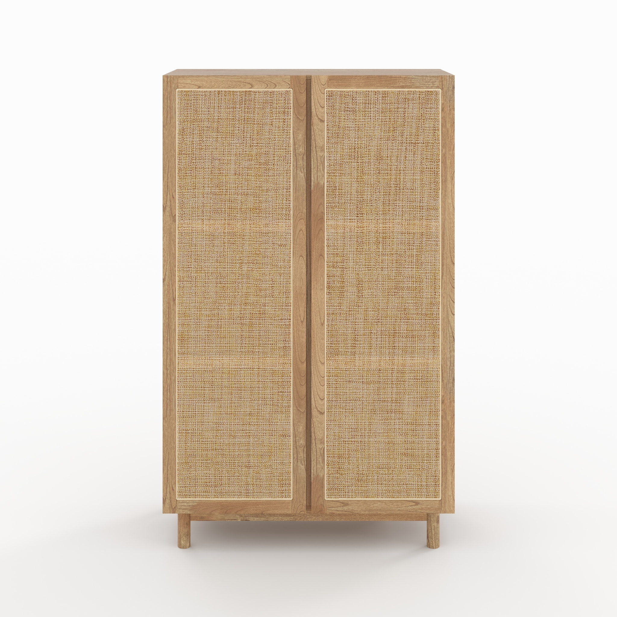 Armoire en bois massif de mindi et rotin - Delya