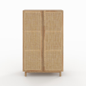 Armoire en bois massif de mindi et rotin - Delya