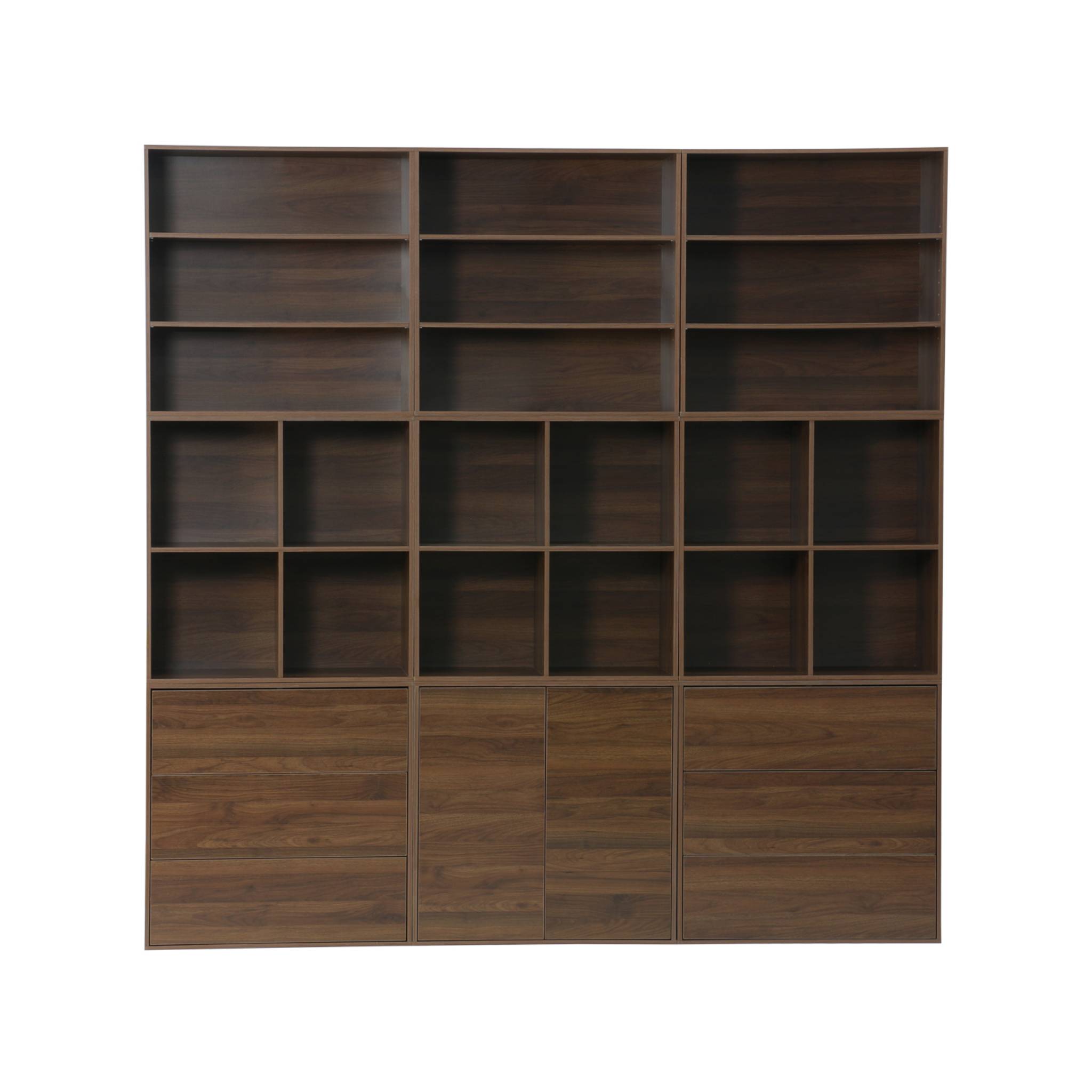 Commode. module de rangement décor bois noyer 3 tiroirs - Kompo