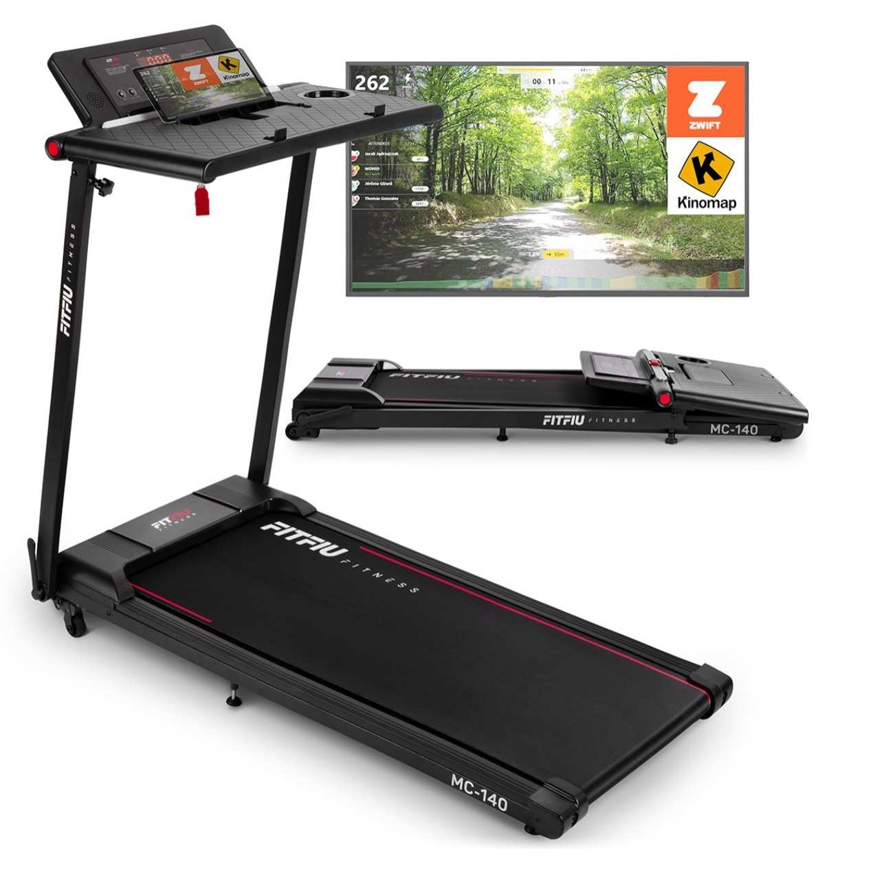 Cinta de correr con soporte para PC FITFIU 12km/h,1500w, conectividad app