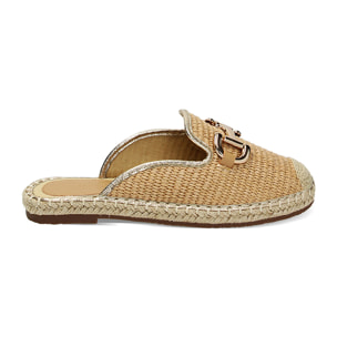 Zuecos beige de rafia