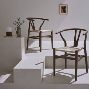 Chaise vintage bois de hêtre et cordes (lot de 2) CECILE