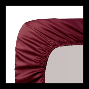 Drap housse b30 satin de coton uni rouge Ava uni dahlia