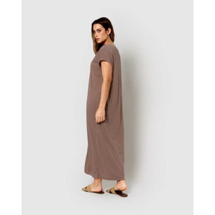 Vestido largo viscosa beige