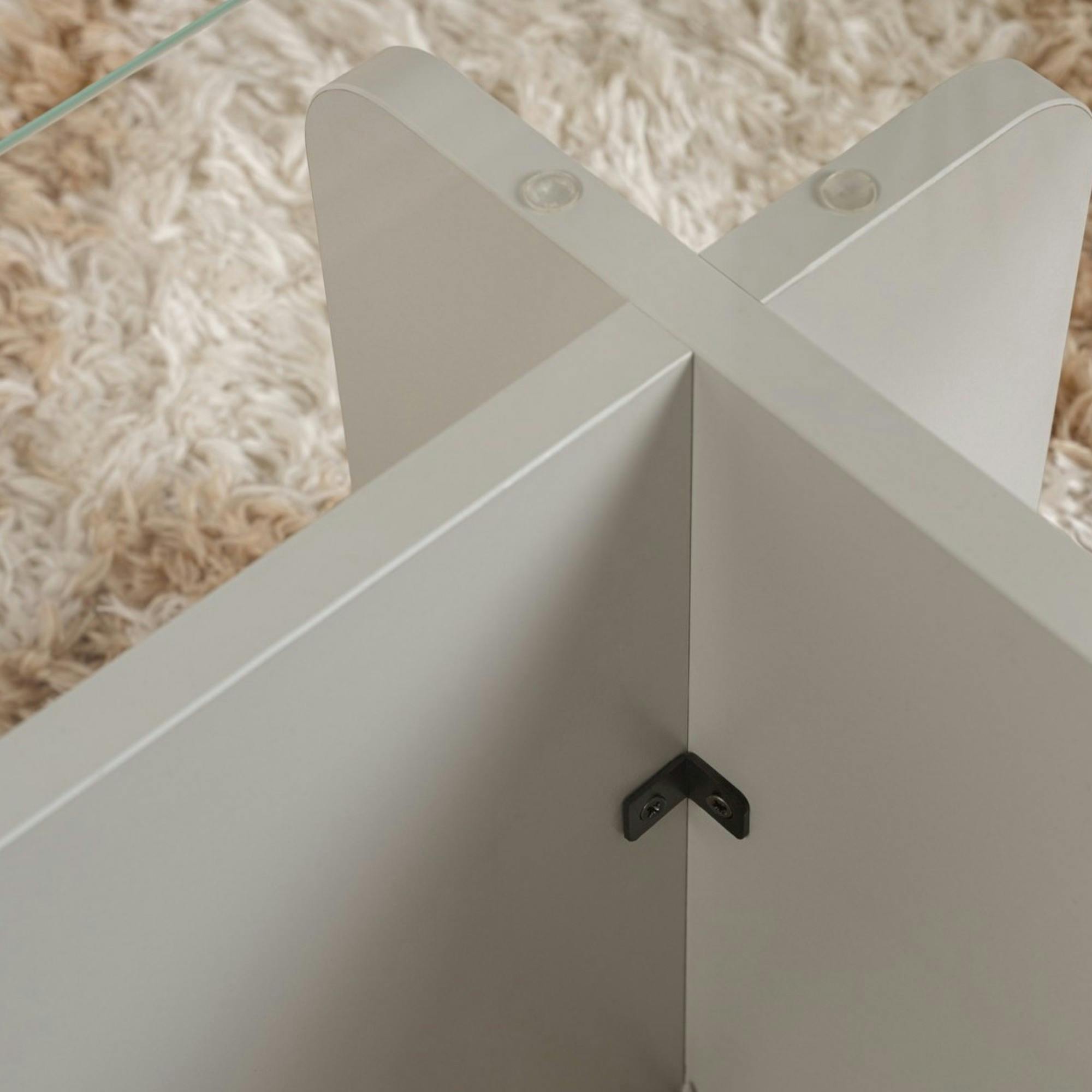 Table basse verre déstructurée – base gris clair SALTA