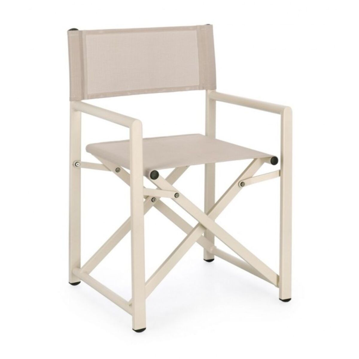 Set di 4 sedie TAYLOR in alluminio beige e textilene beige, pieghevoli