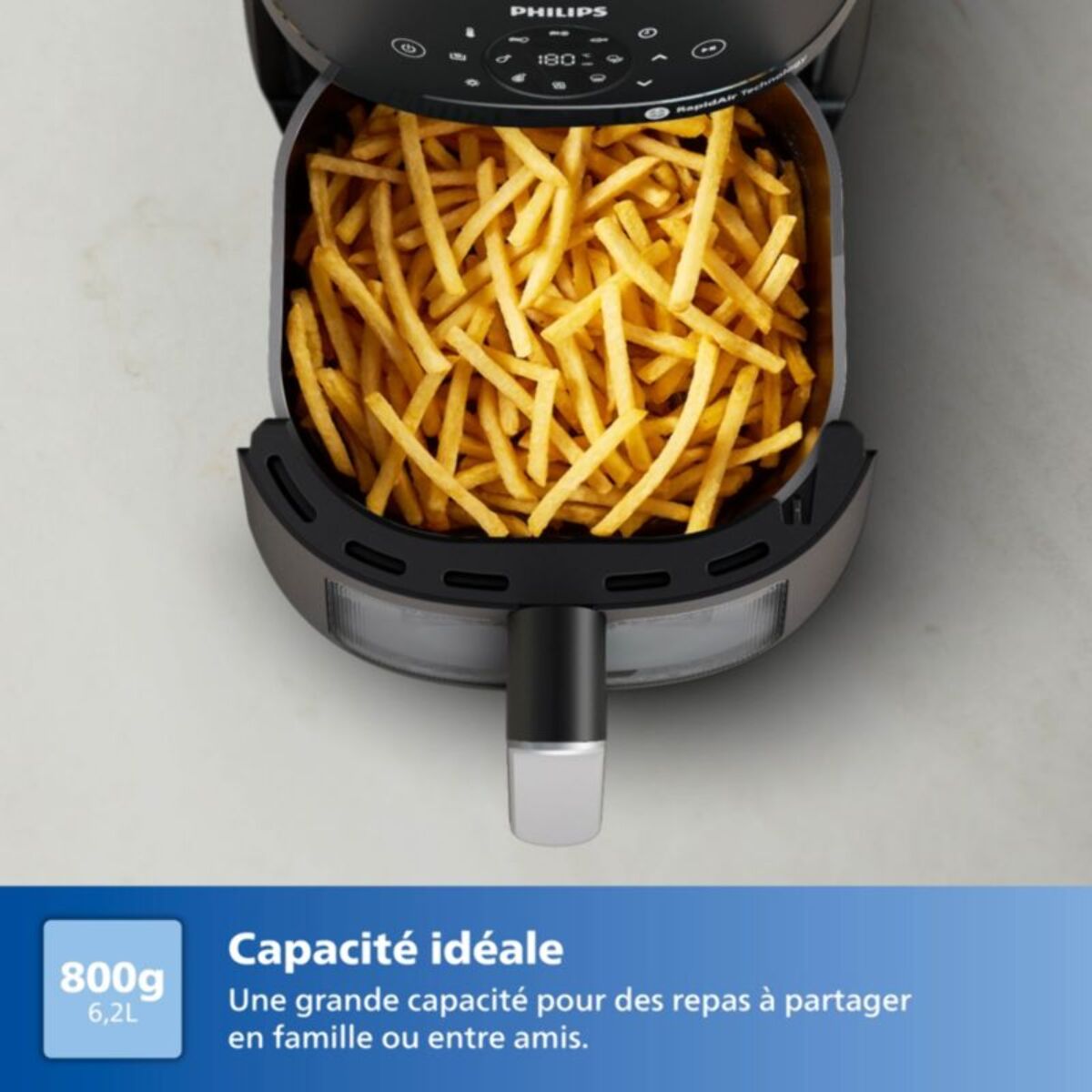 Friteuse sans huile PHILIPS NA231/00 Friteuse sans huile avec fenêtre de cuisson Noir/Argent, Série 2000 6.2L