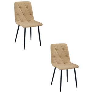 Set di 2 sedie Libra in tessuto marrone e gambe nere