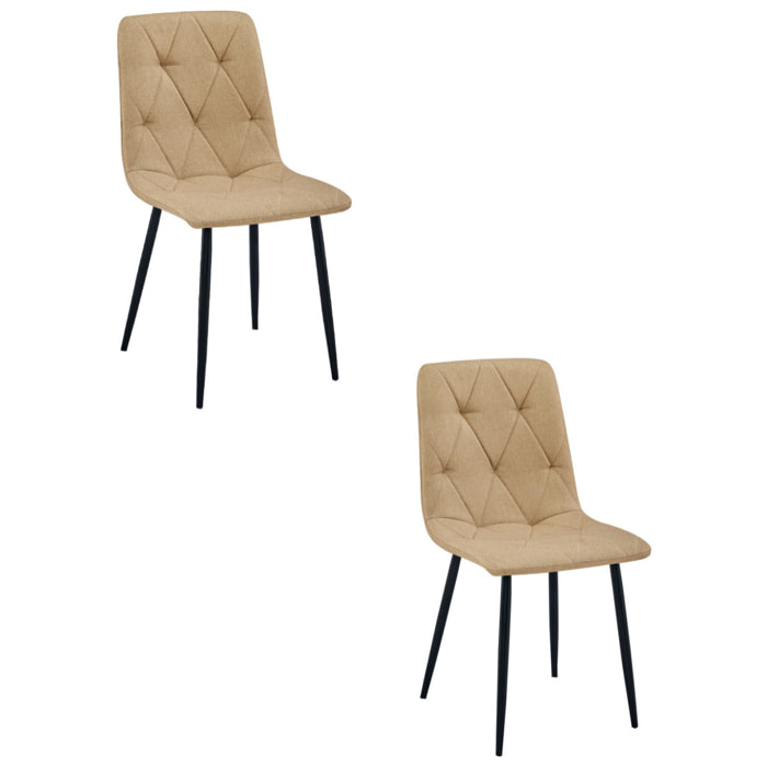 Set di 2 sedie Libra in tessuto marrone e gambe nere
