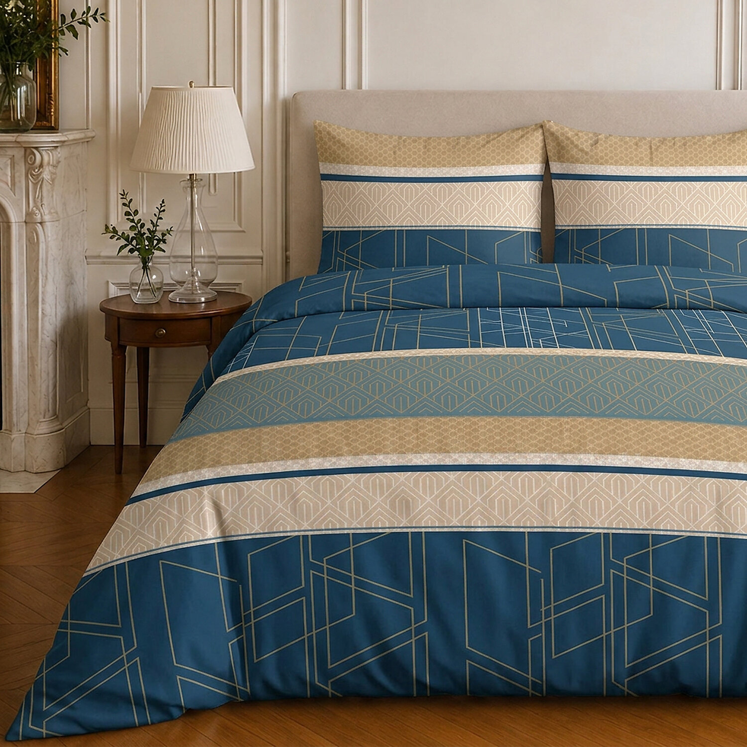 Parure housse de couette 100% coton motif géométrique - ULYSSE