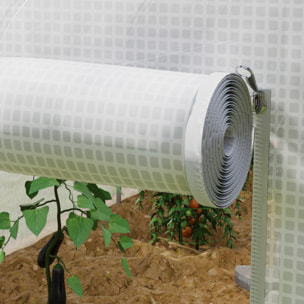 Serre tunnel grande taille 24 m² châssis tubulaire acier galvanisé renforcé 2,4 cm 12 fenêtres 1 porte blanc