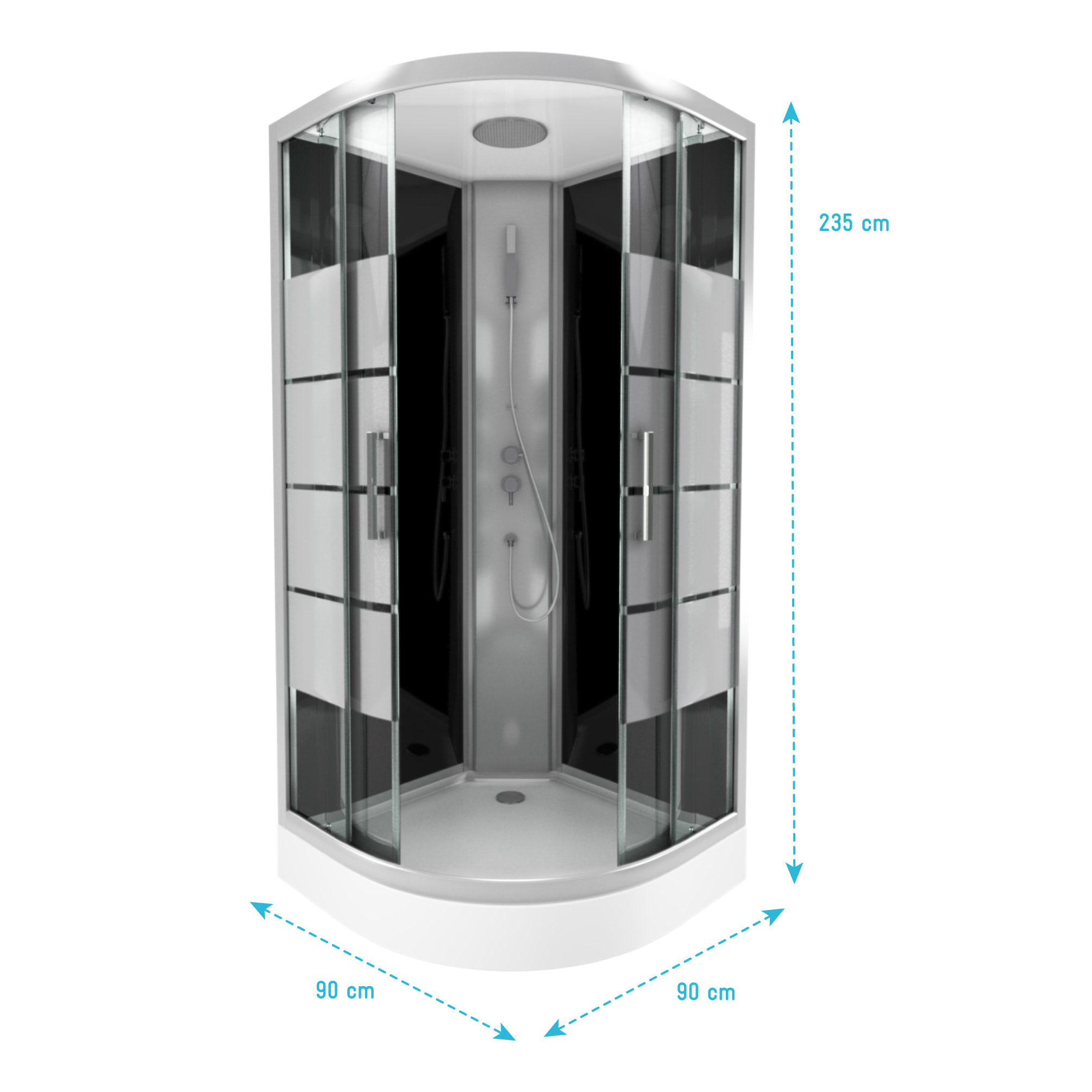 Cabine de douche SIMPLY STRIPE LOCKED 1/4 de cercle