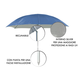 Ombrellone Spiaggia Diametro 150cm Tinta Unita Modello Puffy
