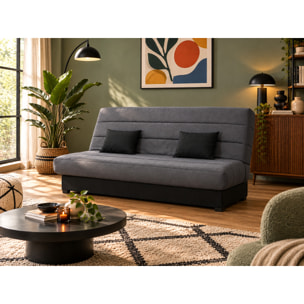 Canapé convertible Cecilia, matelas Simmons ressorts, 130 x 190 cm, gris