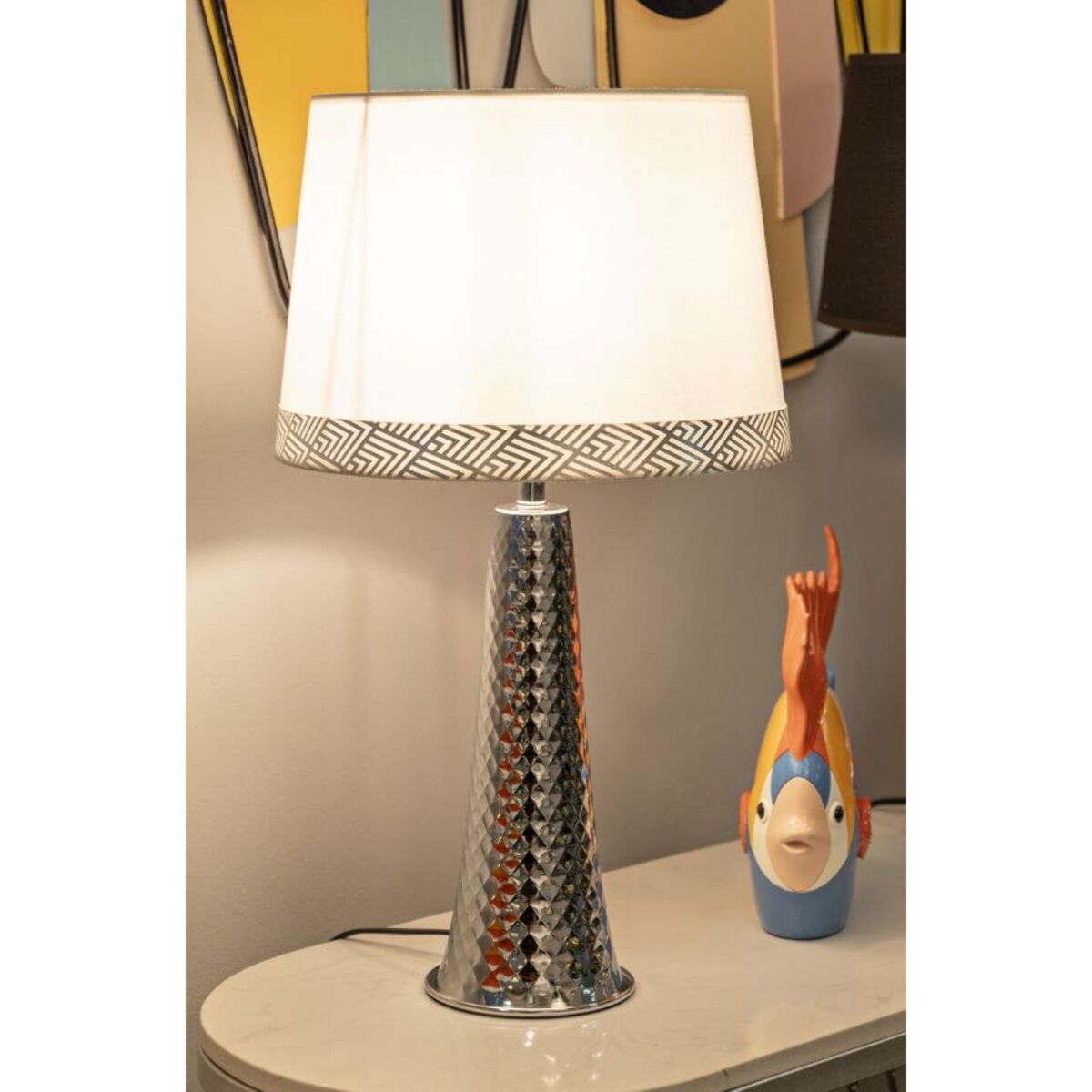 LAMPADA DA TAVOLO TOWER ARGENTO CM Ø 30X54