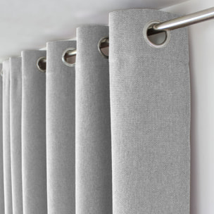 Rideau à oeillets en velours chenillé - Gris clair