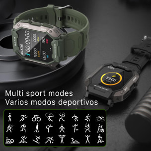 Smartwatch C20 sumergible, pantalla de 1,7 pulgadas y 24 modos deportivos. Monitor cardiaco y de O2.