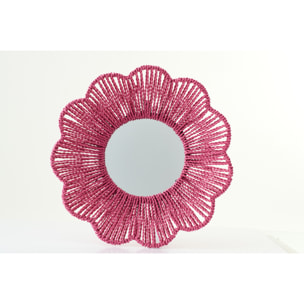 J-Line Miroir Mural - rotin - rose foncé