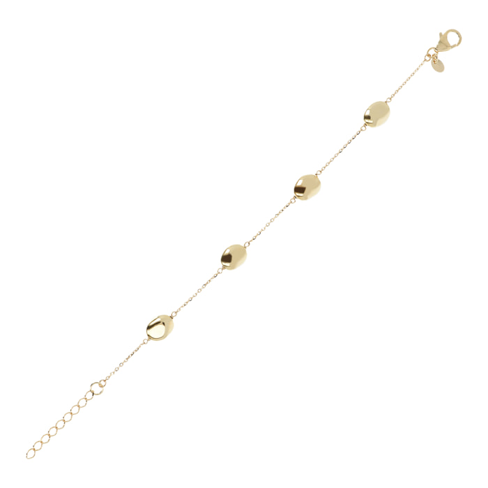 Bracciale in Argento 925 placcato Oro Giallo 18Kt con Catena Rolo e Pepite Lucide