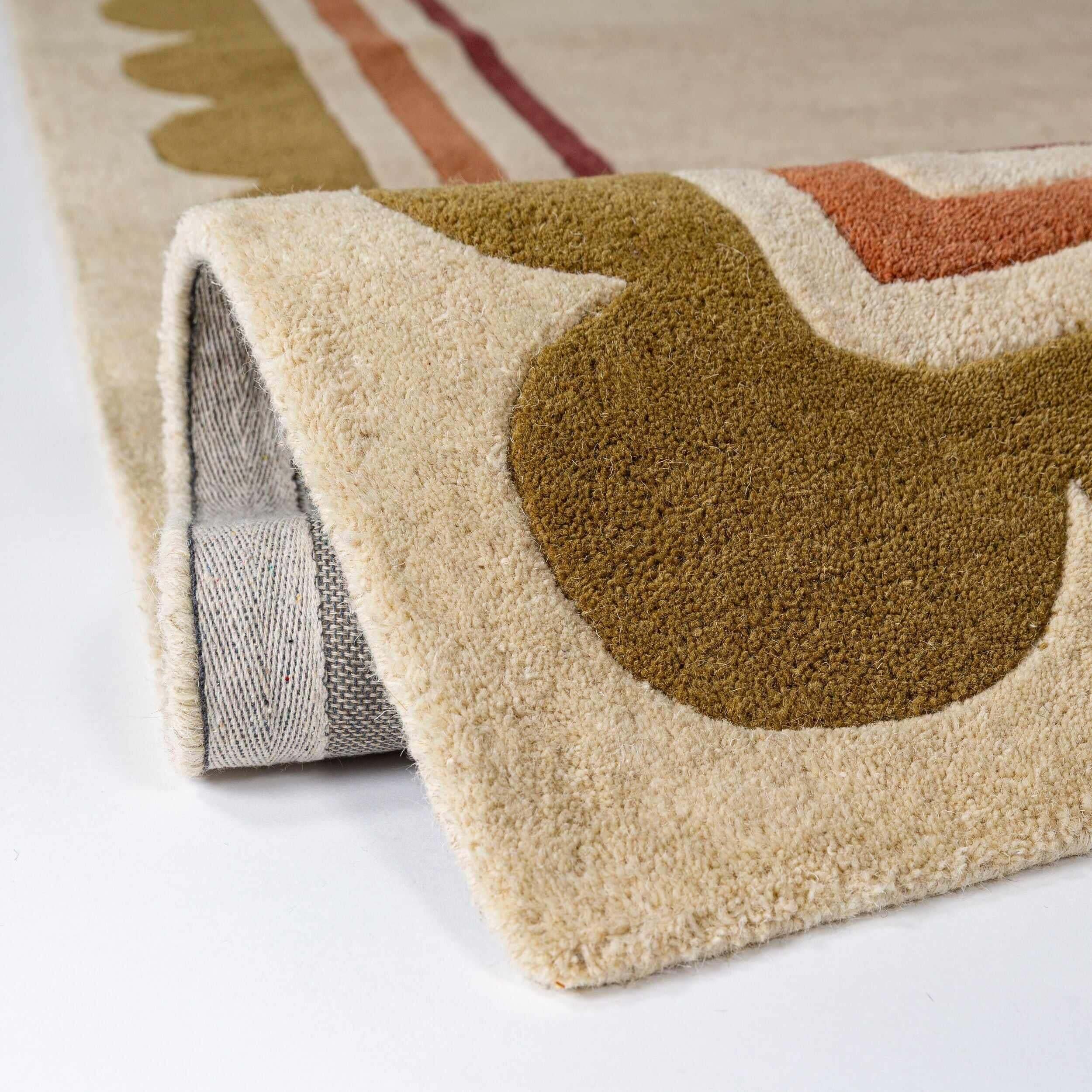 Tapis de couloir en laine à bordure festonné LOIS