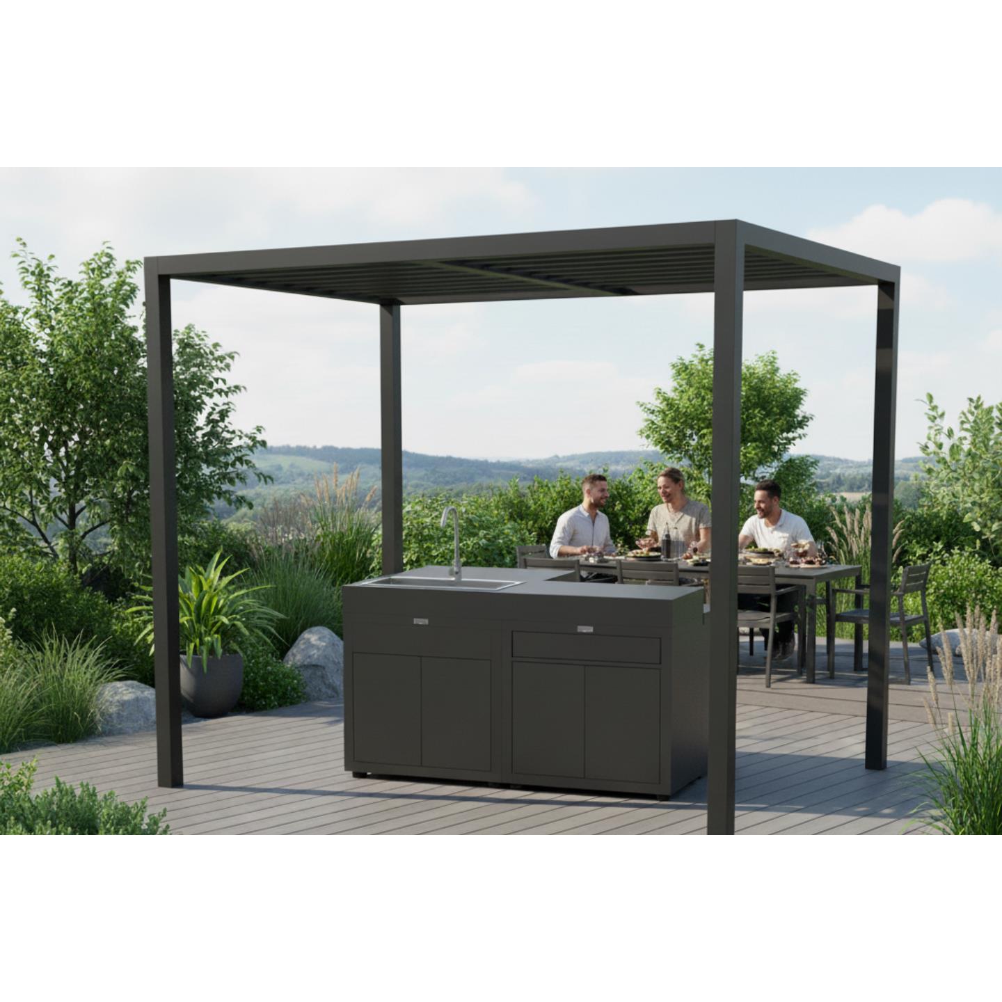 LE MARQUIER - CUISINE ILOT 4 ELEMENTS NOIR