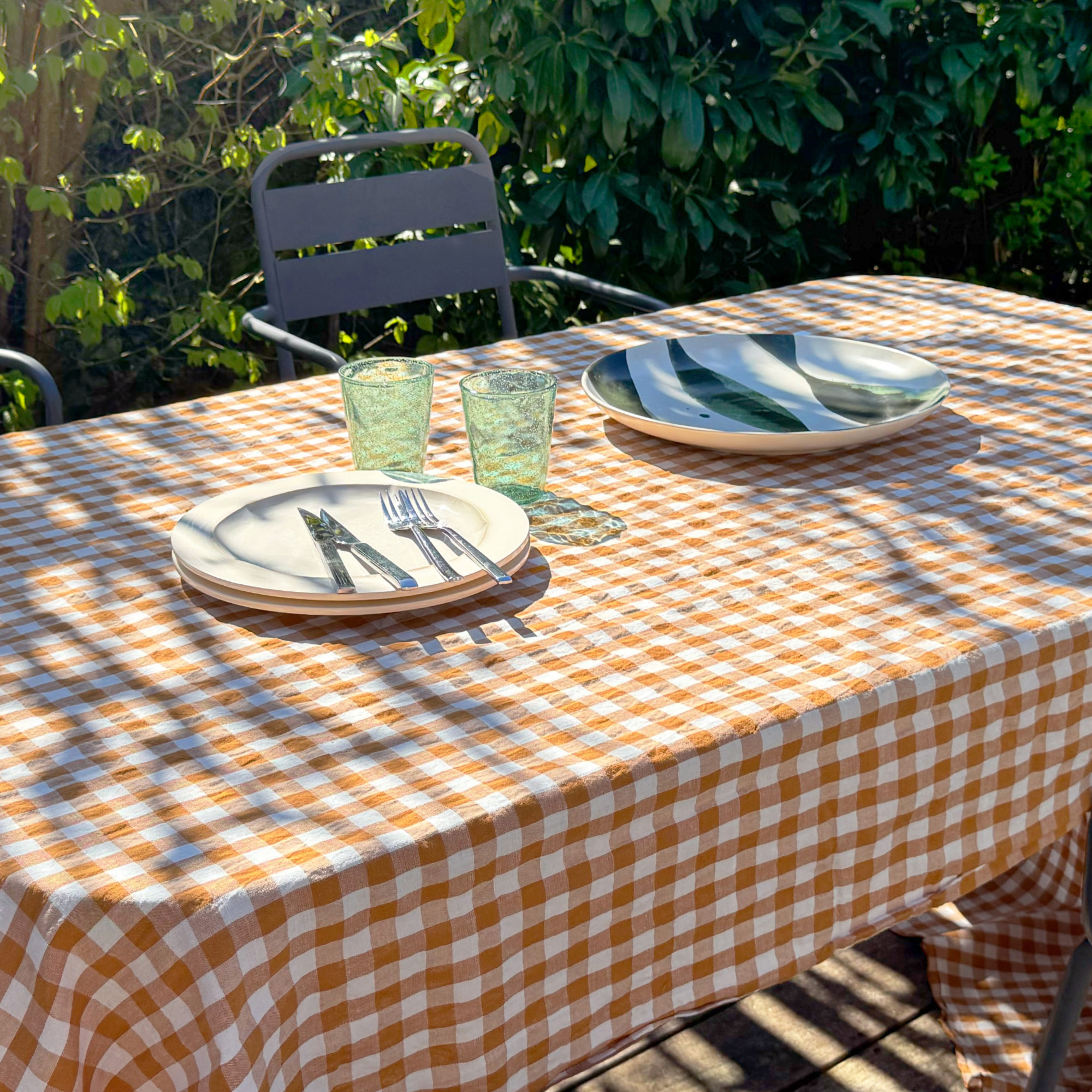 Nappe de table en chanvre et coton mélangés, PASSION VICHY