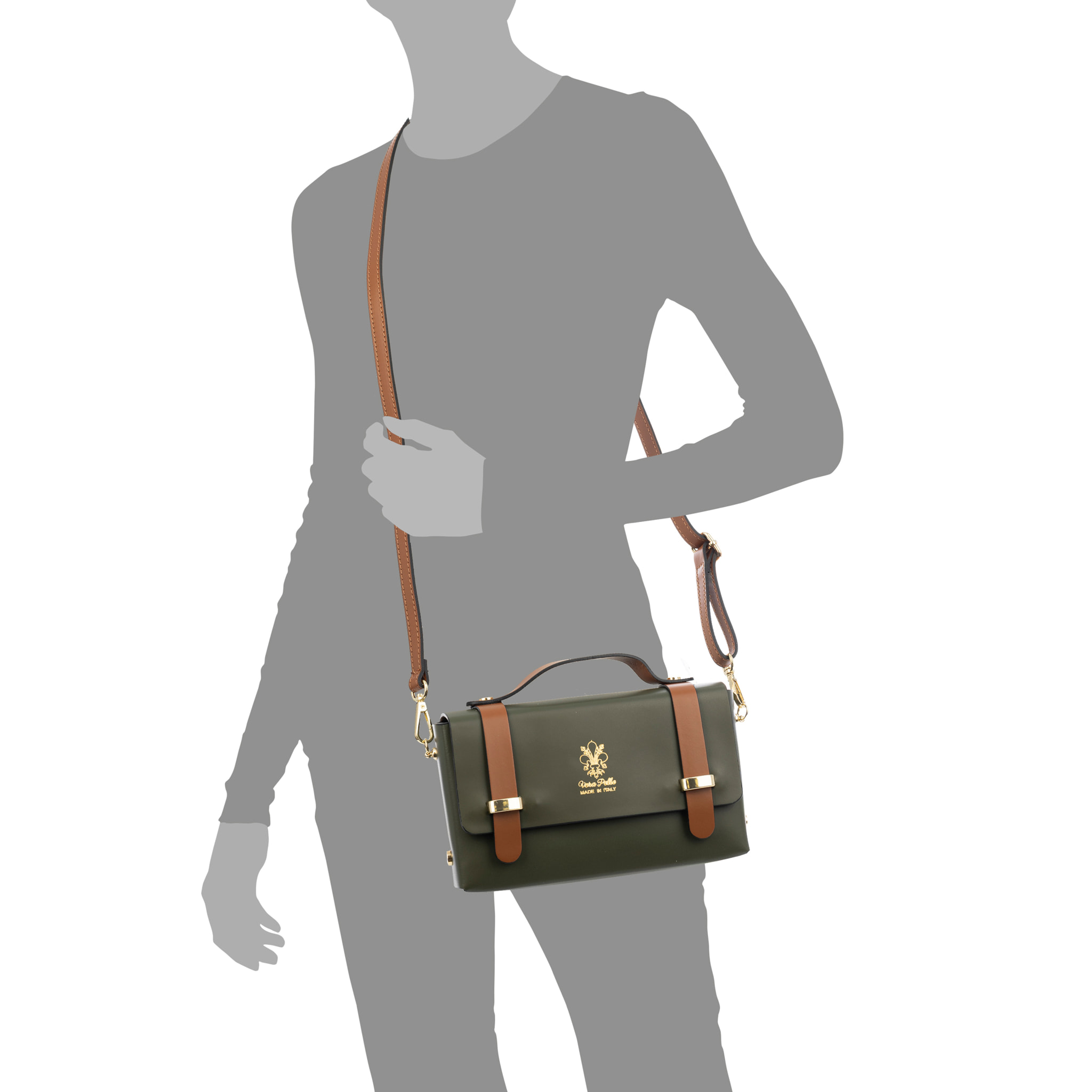 Bernareggio Bolso bandolera Mujer. Piel auténtica Ruga.