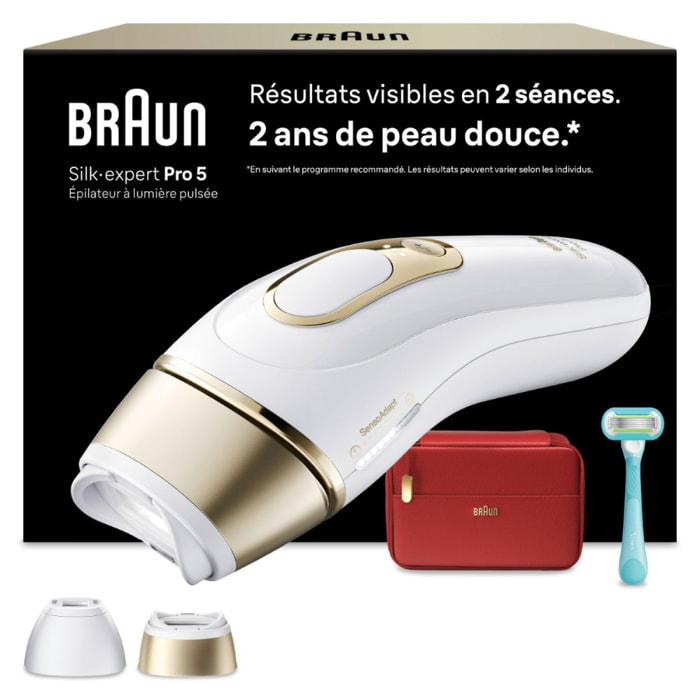 Braun Silk·expert Pro 5, Épilateur à Lumière Pulsée, Épilation à Domicile, 2 têtes, PL5221